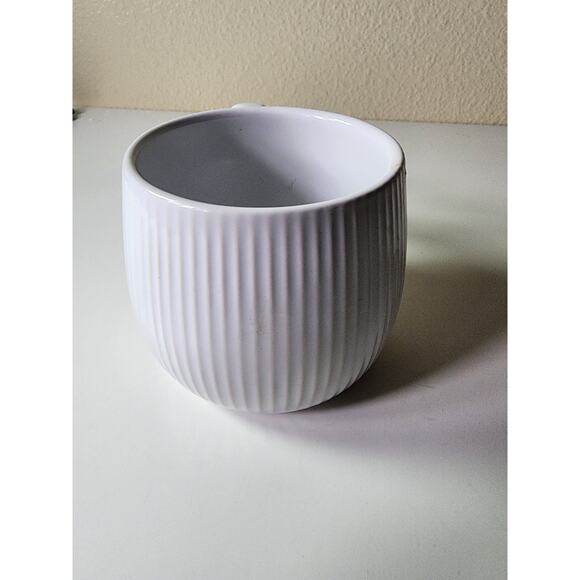 WORLD MARKET White Stripe Ribbed Textured Tea Coffee Mug - Qty 1 - Picture 2 of 8